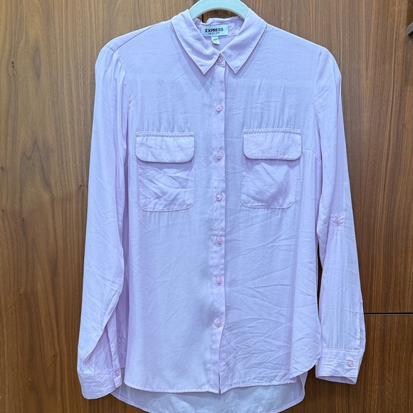 Express Tops - Express Women's Light Pink Purple Button Down Shirt